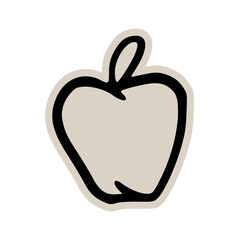 Fresh apple fruit scrapbook doodle sticker icon: hand drawn illustration of raw food, healthy snack, and minimal nature design