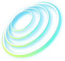 Abstract Spiraling Disc Shape with Light Blue,  The disc consists of several concentric bands in varying shades of light blue, white, and a hint of pale green, creating a visually dynamic.