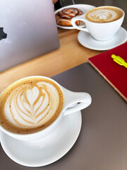 lattes at a work meeting 