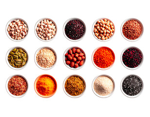 detailed educational chart showing grains and seeds used in global cuisine