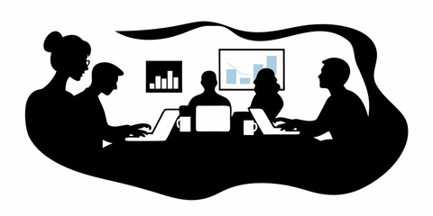 Dynamic team strategizing future growth with laptops during insightful business meeting, charts displaying success, modern collaborative workspace, innovation