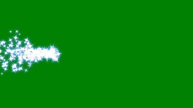 Twinkle sparkle stars animation on green screen background, Twinkling cartoon stars and glitter FX, retro shine movement, particle magic tail sparkling glitter star dust trail loop animation . 4k