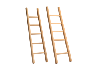 Two wooden ladders, slightly tilted, rendered with a light source from top left