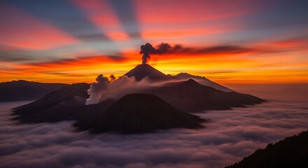 Bromo Volcano Sunrise - A Majestic Landscape in East Java, Indonesia.