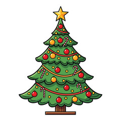 Festive christmas tree with ornaments for holiday