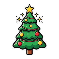 Christmas tree with ornaments and star illustration