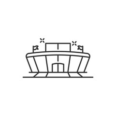Sports stadium line icon. Arena with flag sign. Sport complex symbol. Quality design element. Linear style arena icon. Editable stroke. Vector © YAYAH