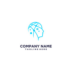 Artificial Intelligence Logo Design Brain vector AI Brainstorming