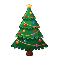 Festive christmas tree, adorned with ornaments