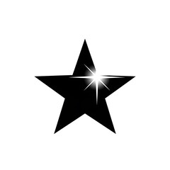 Shiny black star with a sparkling highlight