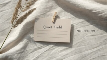Serene Atmosphere with Natural Elements, Blank Card and Dried Grass, Peaceful and Minimalist Aesthetic for Tranquil Moments