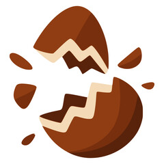 Chocolate egg broken apart sweet dessert food flat color vector illustration template design