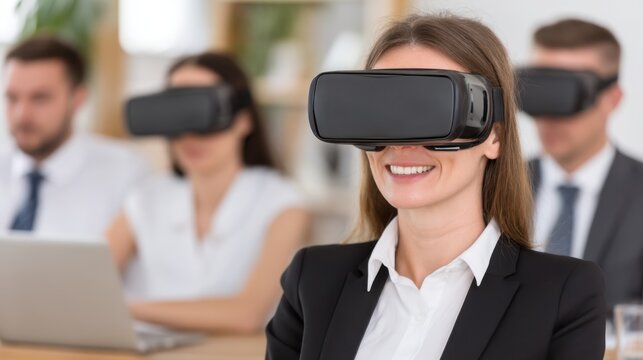 Virtual reality experience corporate training session interactive learning office environment engaging viewpoint innovation