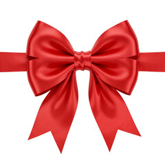 Naklejka premium Luxurious red satin bow tied elegantly on a simple dark surface isolated on transparent background