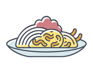 Minimal flat vector of a Carbonara, 2D icon-style illustration on white background