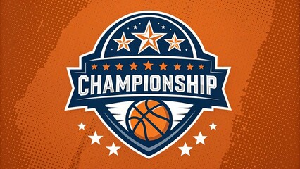 Vibrant and energetic basketball championship badge design featuring dynamic shapes bold typography competitive elements and modern branding for tournaments and sports leagues
