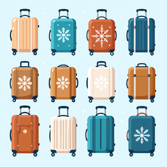 Winter Vacation Luggage Collection Festive Suitcases Ready for Travel in Snowy Destinations