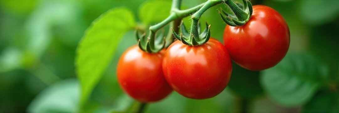 Ripe Red Tomatoes on the Vine A Vibrant Harvest of Homegrown Organic Produce, Ready for Culinary Use or Gardening Inspiration.