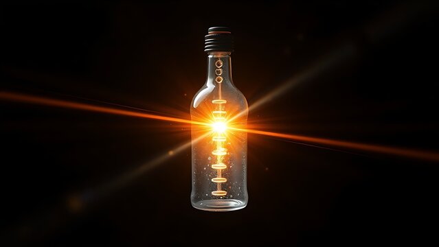 Klein bottle battery emitting self-recharging light beams, showcasing paradoxical energy loops.
