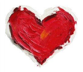Red heart shape, painted with impasto technique