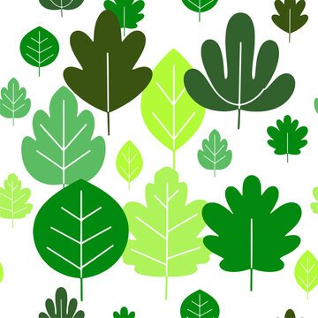 Bright Green Leaf Seamless Pattern with Fresh Botanical Design