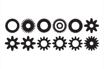 Vector Machine and Cogwheel Illustrations for Manufacturing