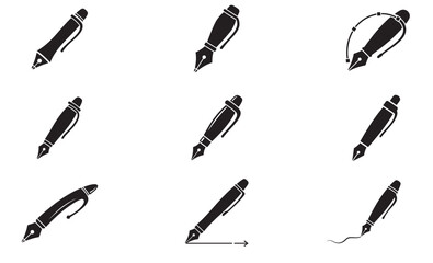Pen, pencil tool icon set vector illustration.