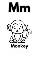 Cute Monkey Illustration for Children's Alphabet Learning - Letter M