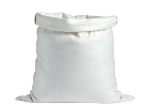 A white, open-mouthed sack, upright on a dark background, its interior subtly visible