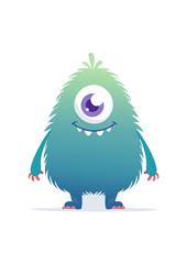 Fluffy Blob Monster Character &ndash; Cute Flat Vector Illustration