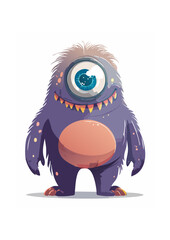Playful Cyclops Monster Character &ndash; Cute Flat Vector Illustration