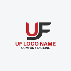 Fototapeta premium UF logo design vector, new UF logo, professional and unique UF logo, fishing logo UF, modern and business logo