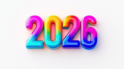Happy New Year 2026 – Vibrant and Colorful 3D Text