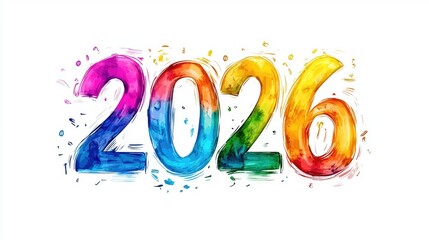 Happy New Year 2026 – Vibrant and Colorful 3D Text