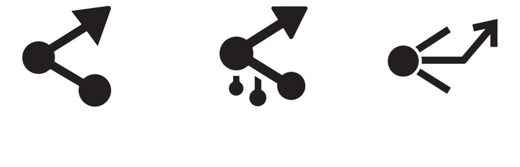 Set of black connection icons isolated on white background