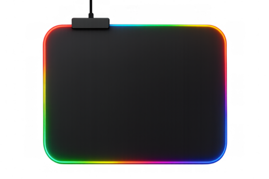Rgb gaming mouse pad with glowing rainbow led light border for esports and tech accessories