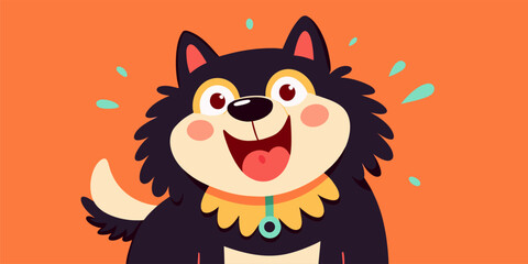 Joyful Cartoon Dog Mascot Illustration with Happy Expression