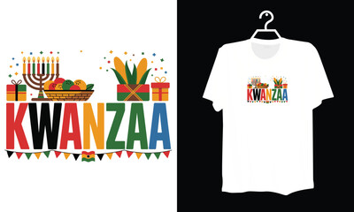 Kwanzaa Celebration Design Concept Vector Art with Gifts Corn and Seven Candles