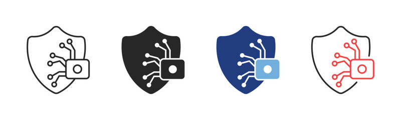 Ai Security Icon Set With Multiple Styles Vector Illustration