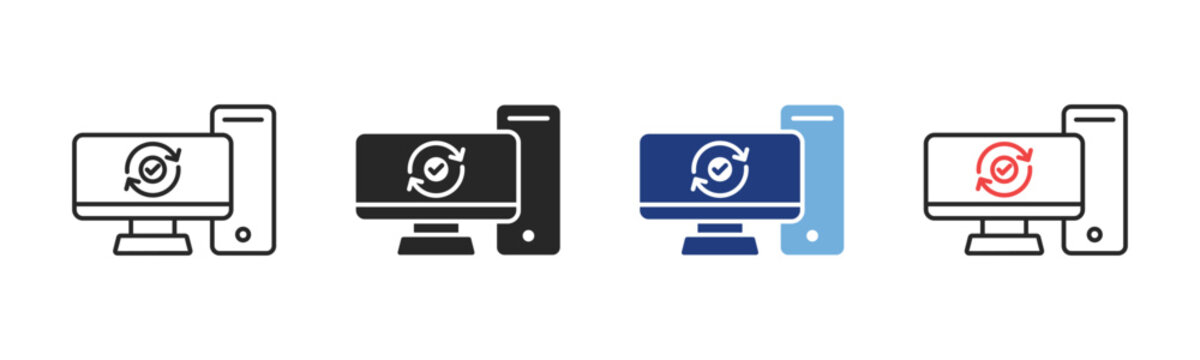 Automatic Update Icon Set With Multiple Styles Vector Illustration