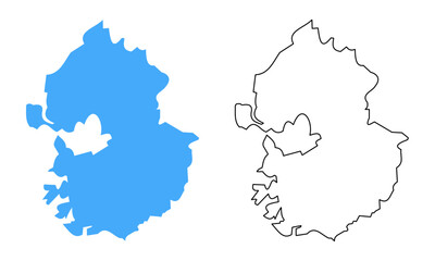 Fototapeta premium Map of Gyeonggi Province, South Korea. Blue Outline and Silhouette Regional Map