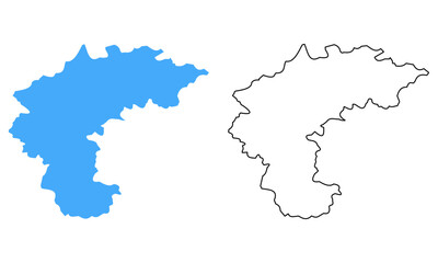 Map of North Chungcheong Province, South Korea. Blue Outline and Silhouette Regional Map