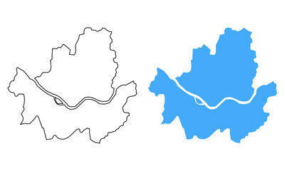 Map of Seoul, south korea. Seoul district map. Blue Outline and Silhouette Regional Map