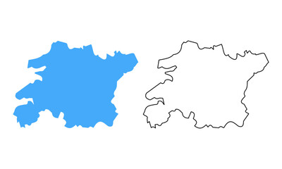 Map of North Jeolla Province, South Korea. Blue Outline and Silhouette Regional Map