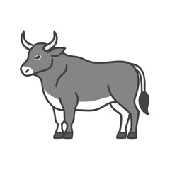 Full-Body Bull Illustration | Livestock & Stock Market Symbol ,black and white bull