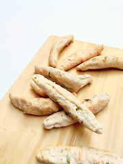 Freshly Prepared Indonesian Seafood Snack Otak Otak Ready to Be Cooked and Eaten