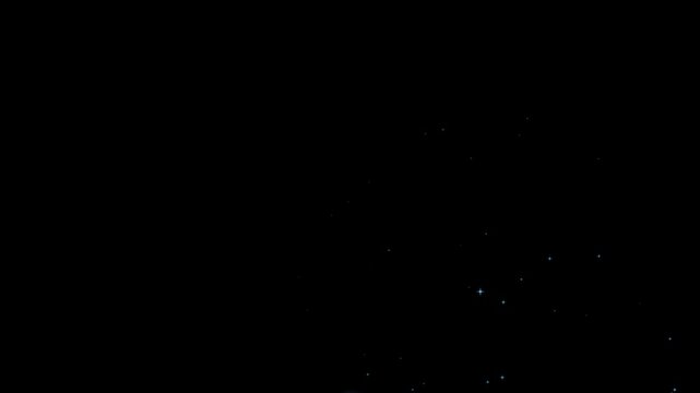 Magical white glitter sparkles line animation, luxury pixie dust path, glowing Christmas starlight twinkle and shining particles floating on black background for elegant 4k Video