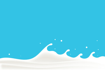 Cow's milk waves on a blue background. Yogurt design elements