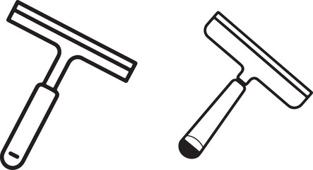 Minimalist Squeegee Line Art Icon Black and White Cleaning Vector