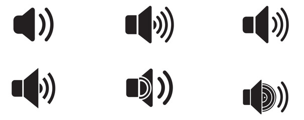 audio sound volume music level. Symbol collection. Pixel perfect icons, editable stroke.